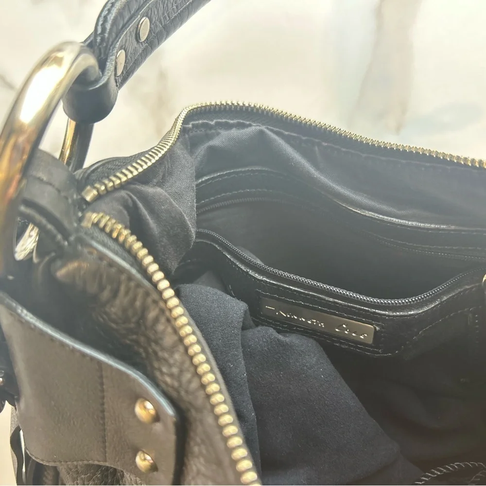 DKNY silver ring Leather black Handbag